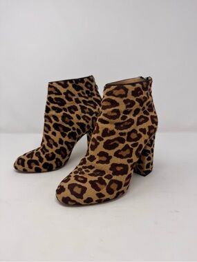 Charlotte Olympia Size EU 35 Pony Hair Leopard Animal Print Heeled Booties